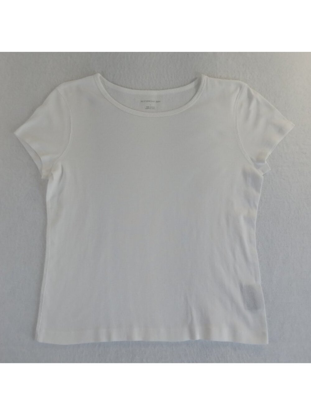 Sutton Studio Womens White Short Sleeve T-Shirt LARGE 100% Cotton Exposed Seams